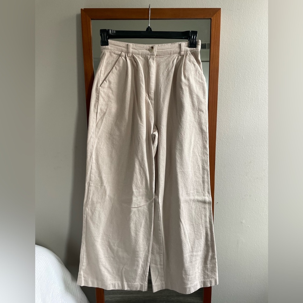 WeWoreWhat pleated oatmeal trousers
